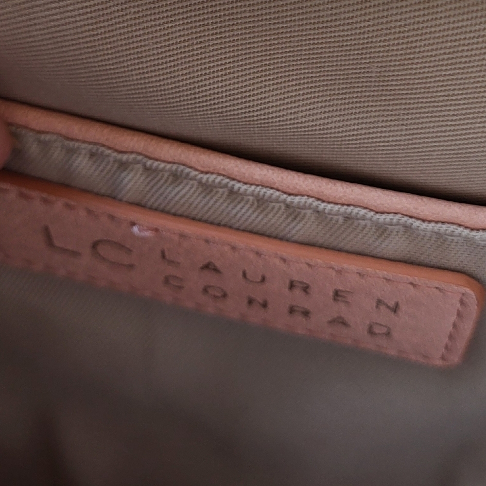 LC Lauren Conrad Blush Pink and Straw Woven Handbag / Crossbody Bag - Picture 4 of 5